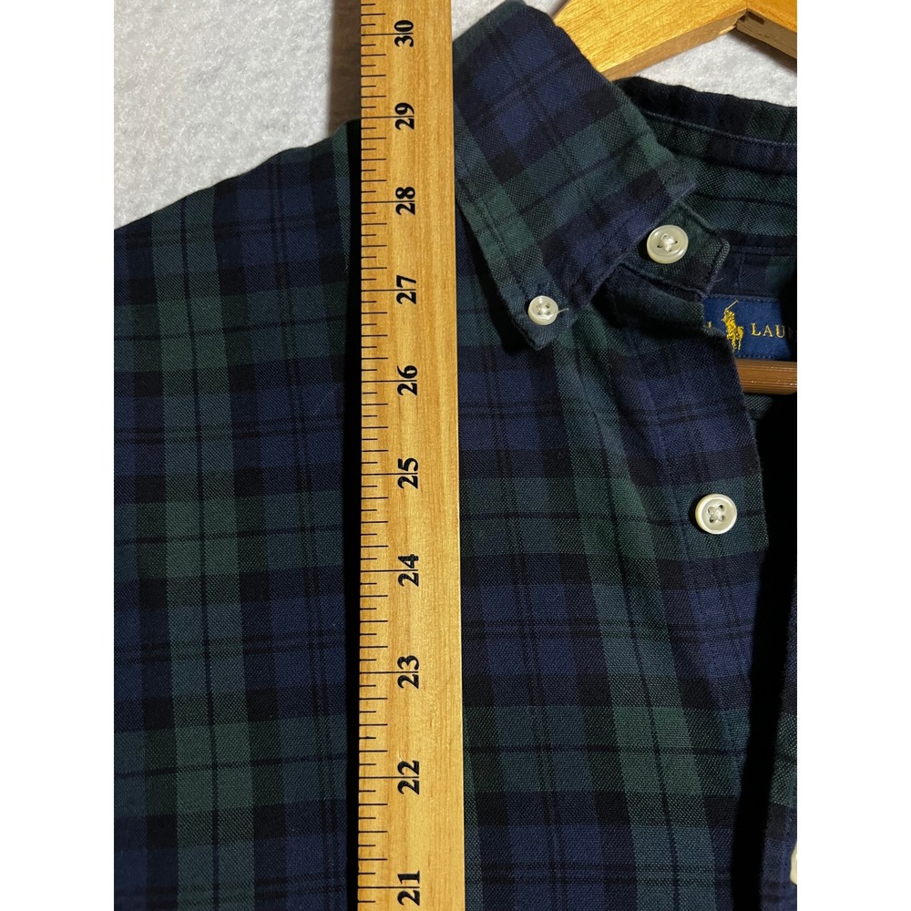 Ralph Lauren Men's Large Slim Fit Blue Green Plaid Long Sleeve Button Down - Picture 10 of 11
